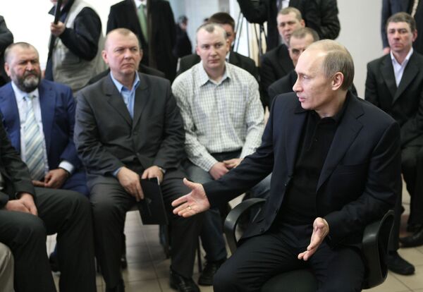 Премьер-министр РФ Владимир Путин посетил шахту Полосухинская