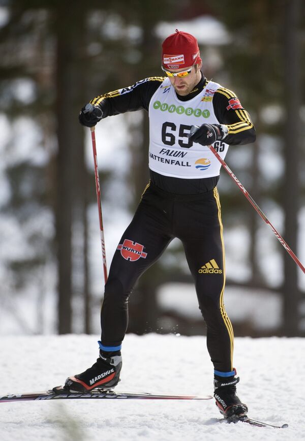 Немецкий лыжник Аксель Тайхманн на этапе Кубка мира в Фалуне