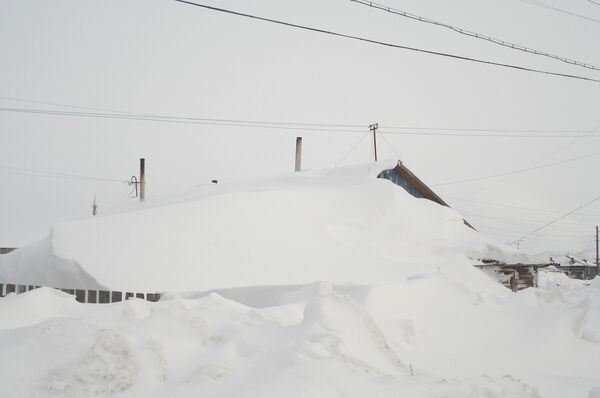 Снегопад в Охотске