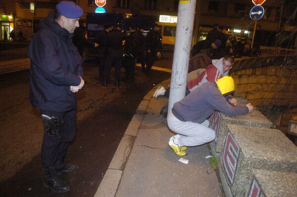 Полиция и фанаты в Белграде