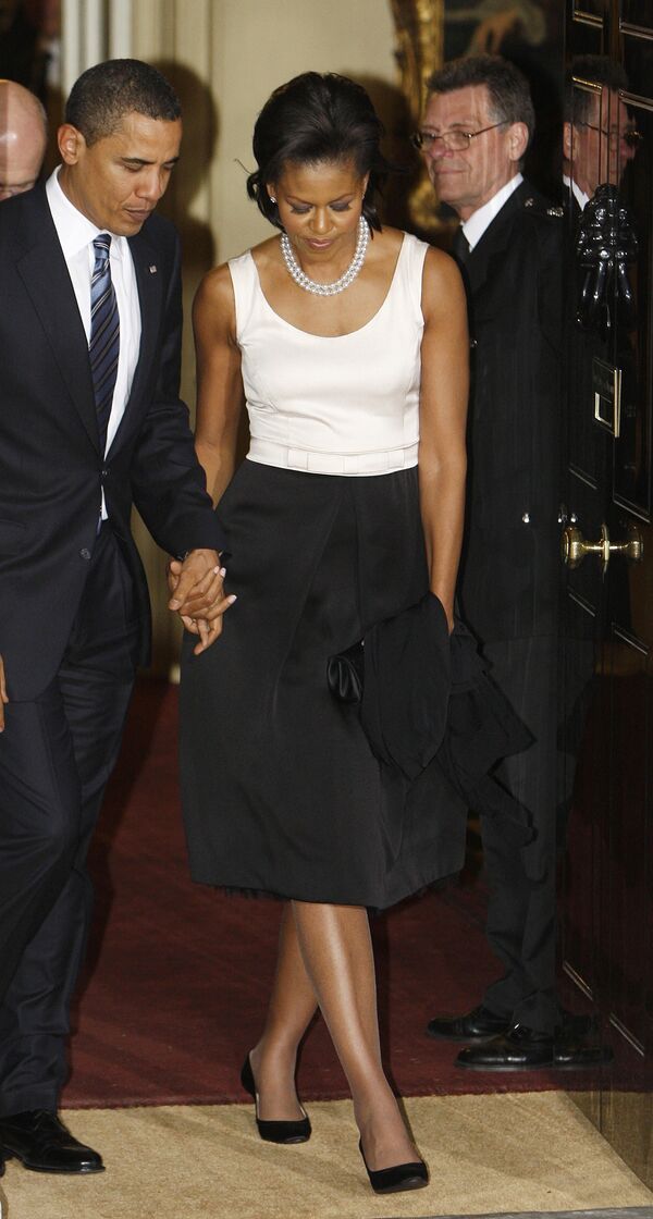 Президент США Барак Обама с супругой Мишель в Лондоне, где проходит саммит G20