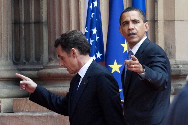 Барак Обама и Николя Саркози на саммите НАТО