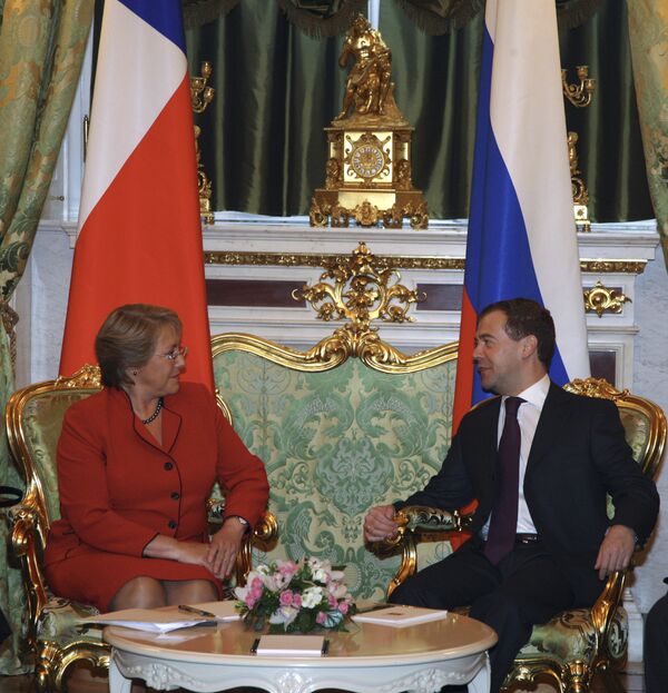 Встреча президентов России и Чили Дмитрия Медведева и Мишель Бачелет