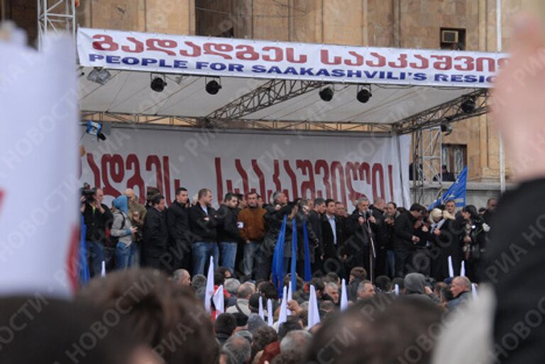 Участники митинга оппозиции в Тбилиси