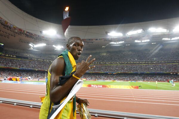 Трехкратный олимпийский чемпион Пекина ямайский спринтер Усэйн Болт