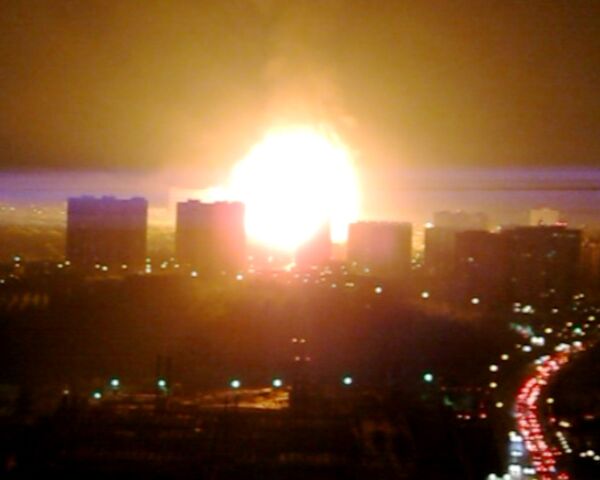 Пожар на газопроводе в Москве