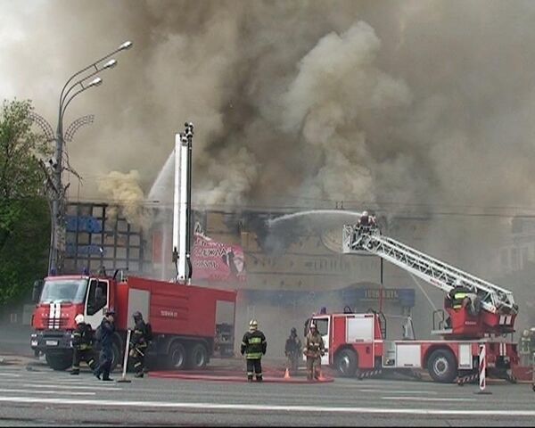 Пожар в зале игровых автоматов на Смоленской площади
