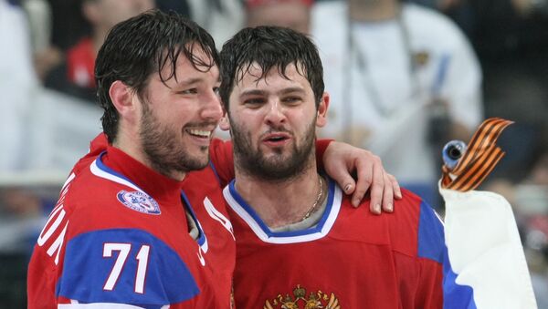 Игроки сборной России по хоккею Илья Ковальчук и Александр Радулов, архивное фото