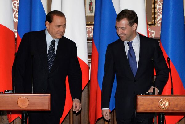 Пресс-конференция президента РФ Д. Медведева и премьер-министра Италии С. Берлускони