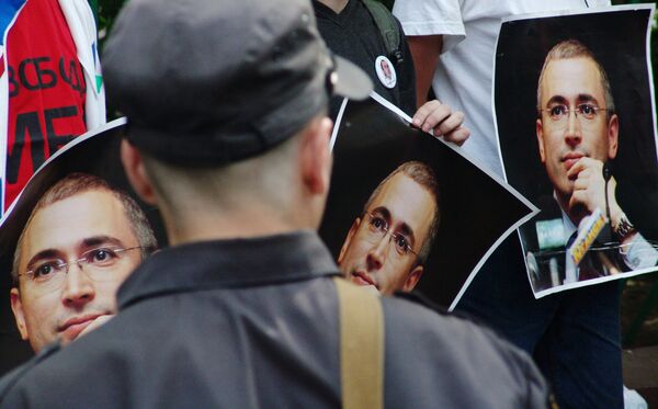 Во время пикета в поддержку Михаила Ходорковского