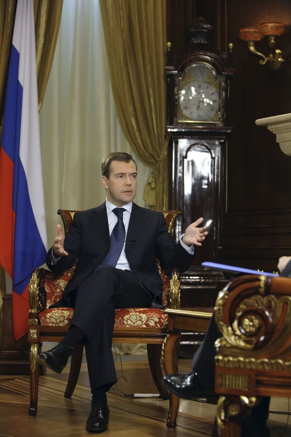 Президент РФ Д.Медведев дал интервью центральному телеканалу Китая