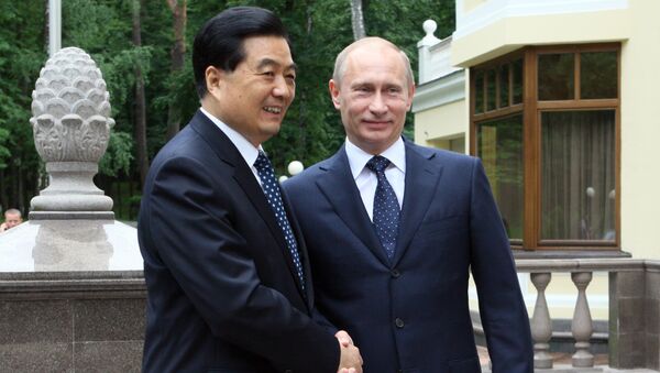 Встреча премьер-министра РФ В.Путина и председателя КНР Ху Цзиньтао. Архив