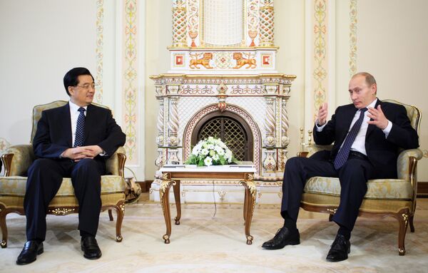 Встреча премьер-министра РФ В.Путина и председателя КНР Ху Цзиньтао в Ново-Огарево