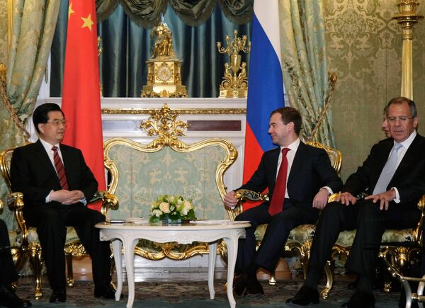 Встреча президента РФ Дмитрия Медведева и председателя КНР Ху Цзиньтао