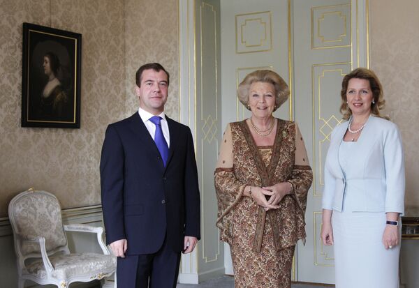 Встреча Дмитрия Медведева и Светланы Медведевой с королевой Нидерландов Беатрис в Гааге