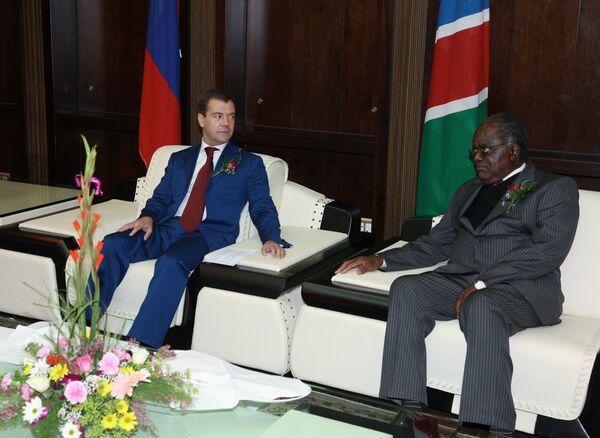 Встреча президента России Дмитрия Медведева с президентом Намибии Хификепунье Похамбой