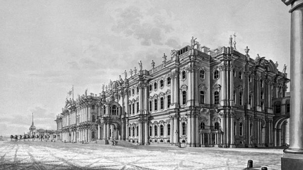 Гравюра Зимний дворец в Петербурге
