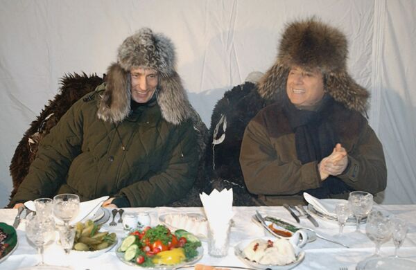 В.Путин и С.Берлускони во время встречи в Завидово