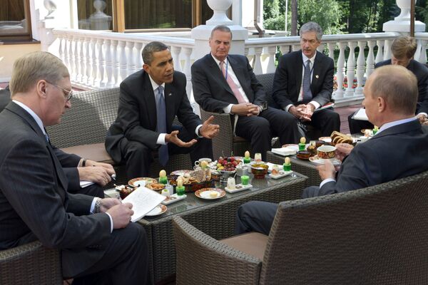 Премьер-министр РФ В.Путин встретился с президентом США Б.Обамой