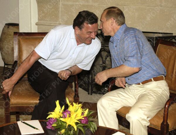 В.Путин и Г.Шредер во время встречи