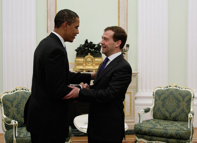 Встреча президента РФ Дмитрия Медведева с президентом США Бараком Обамой