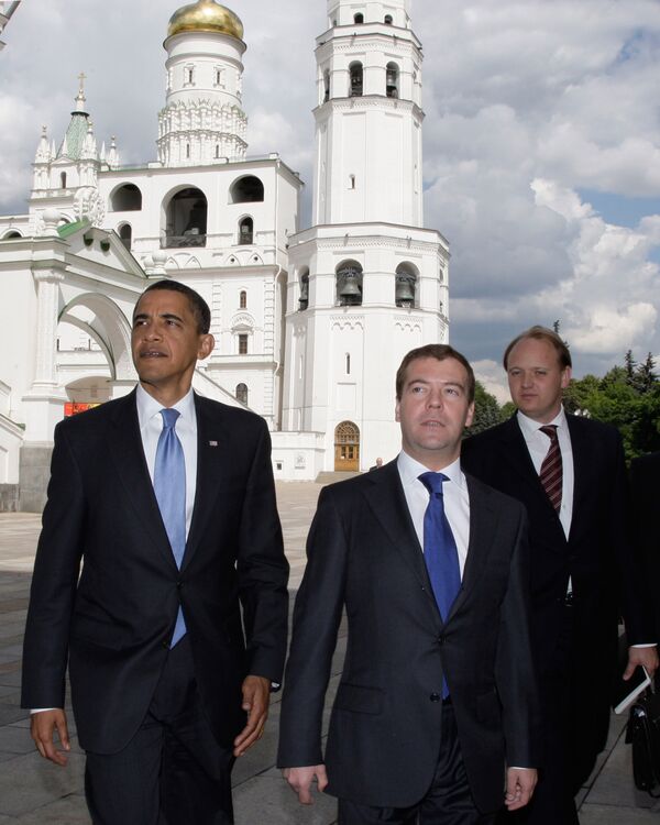 Президент РФ Дмитрий Медведев и президент США Барак Обама