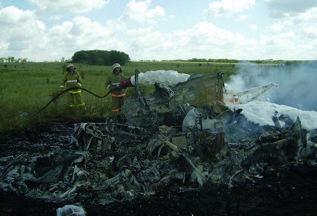 На месте крушения вертолета Ми-8 АМТ в Волгоградской области