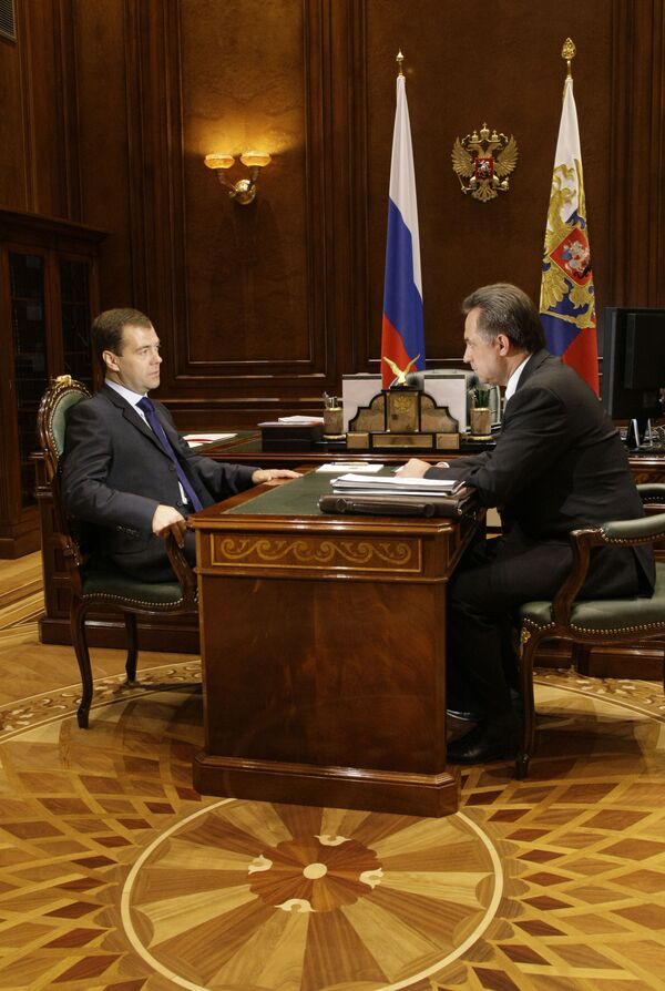 Президент РФ Д.Медведев встретился с В.Мутко