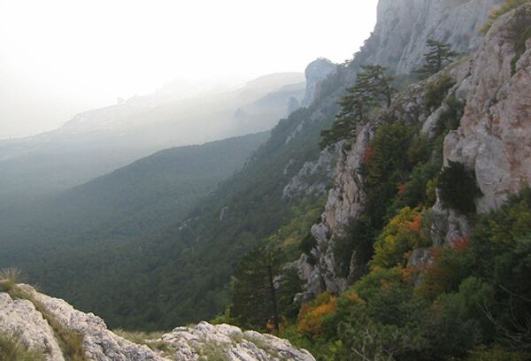 Крупные камни засыпали дорогу в горах Крыма