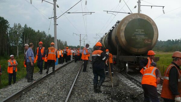 Ликвидация последствий железнодорожной аварии в Амурской области