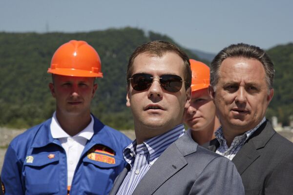 Президент России Д.Медведев побывал на строительстве олимпийских объектов в районе Сочи. Архив