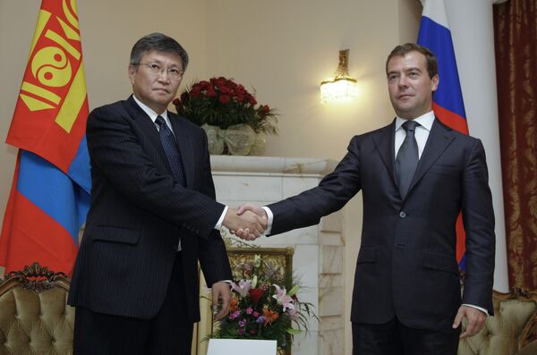Встреча президента РФ Д. Медведева с премьер-министром Монголии С. Баяром