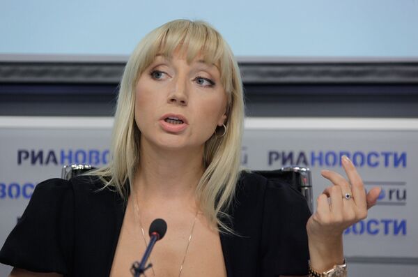 Певица Кристина Орбакайте в агентстве РИА Новости во время пресс-конференции