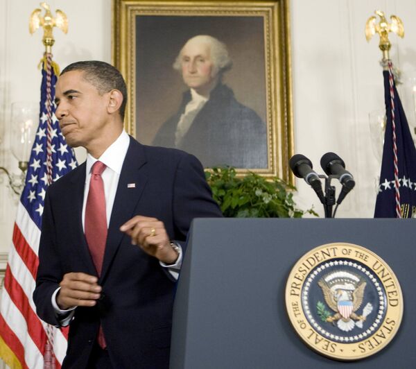Барак Обама во время выступления, посвященного размещению системы ПРО в Европе