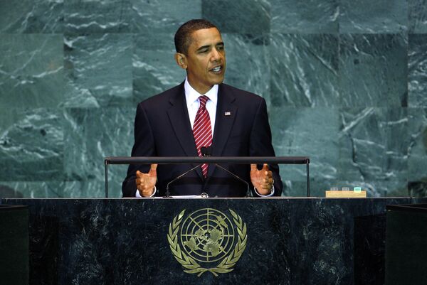 Барак Обама выступает на Генассамблее ООН в Нью-Йорке