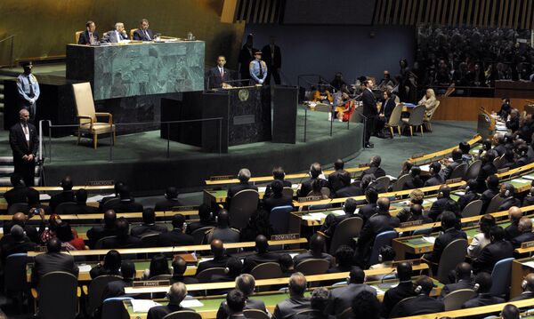 Барак Обама выступает на Генассамблее ООН в Нью-Йорке