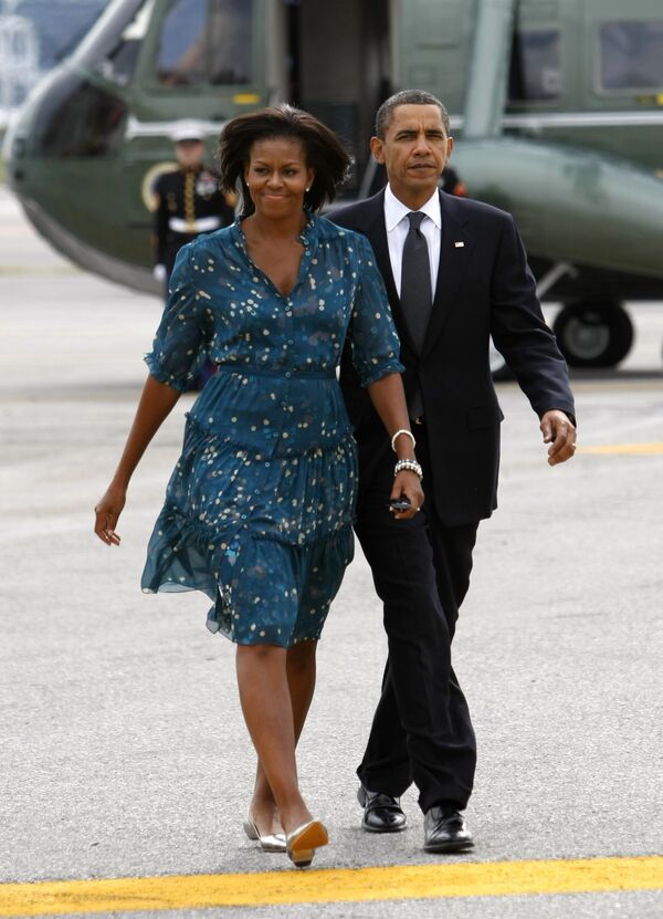 Президент США Барак Обама с супругой Мишель в Питтсбурге