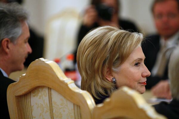 Госсекретарь США Хиллари Клинтон на встрече с главой МИД РФ
