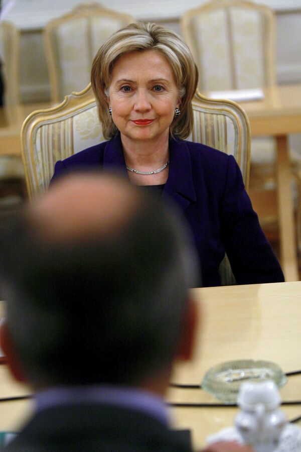 Госсекретарь США Хиллари Клинтон на встрече с главой МИД РФ