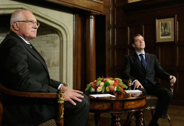 Встреча президента РФ Дмитрия Медведева с президентом Чешской Республики Вацлавом Клаусом
