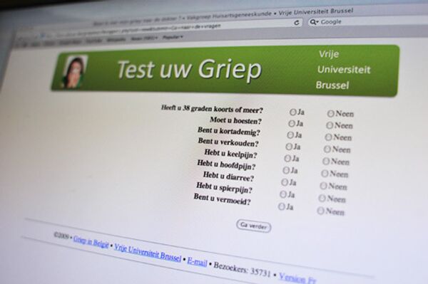 Интернет-тест на грипп A/H1N1 на сайте Свободного университета Брюсселя
