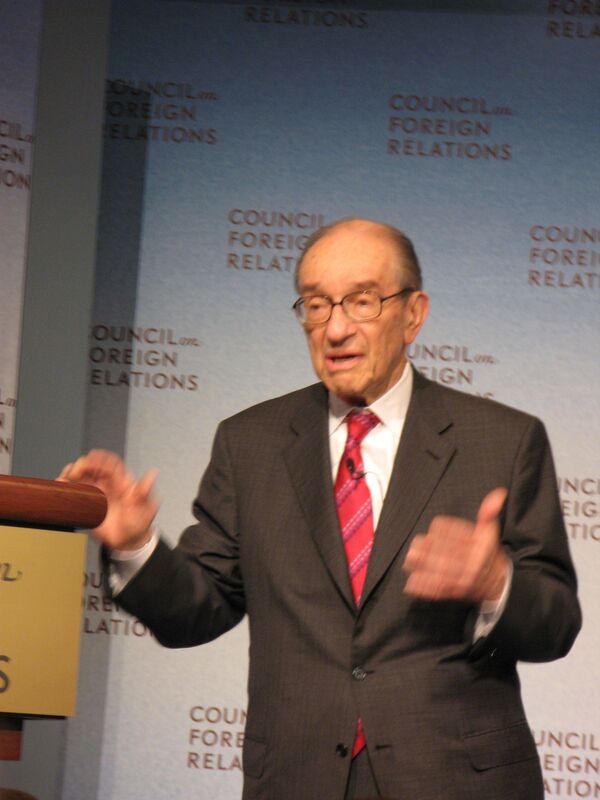Алан Гринспен во время выступления в Совете по международным отношениям