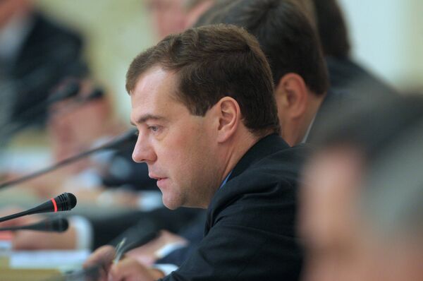 Президент РФ Дмитрий Медведев во время заседания Совета при президенте РФ по развитию физической культуры и спорта
