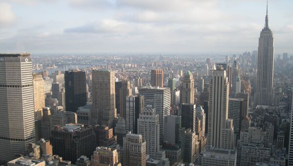 Нью-Йорк. Вид на небоскребы центральной части Манхэттена. Архив