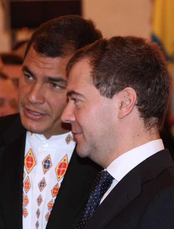 Президенты России и Эквадора Дмитрий Медведев и Рафаэль Корреа
