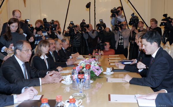 Встреча глав МИД России и Великобритании С.Лаврова и Д.Милибэнда в Москве