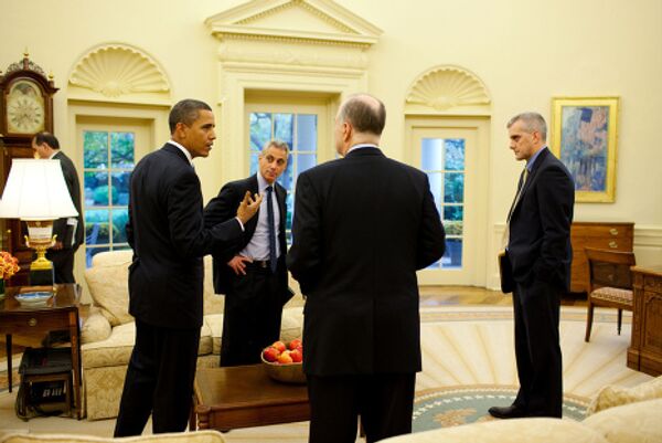 Президент США Барак Обама во время совещания в Белом доме