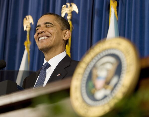 Президент США Барак Обама во время выступления на конференции представителей коренных народов США Барак Обама