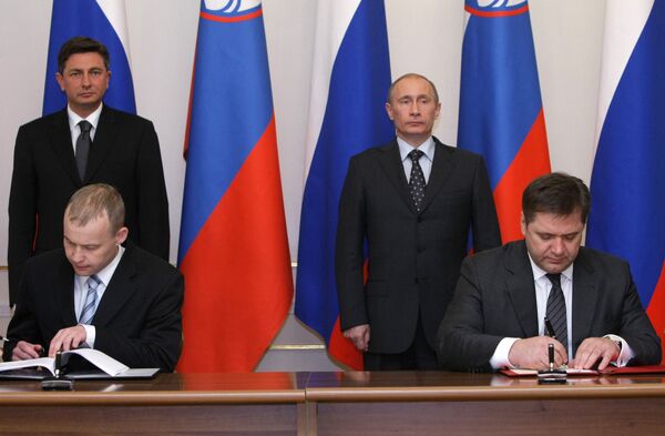 Подписание российско-словенского соглашения по строительству газопровода Южный поток