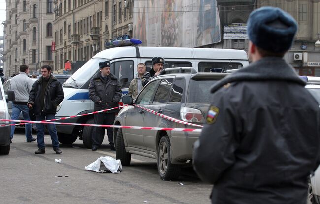 На месте происшествия, где было совершено нападение на инкассаторов